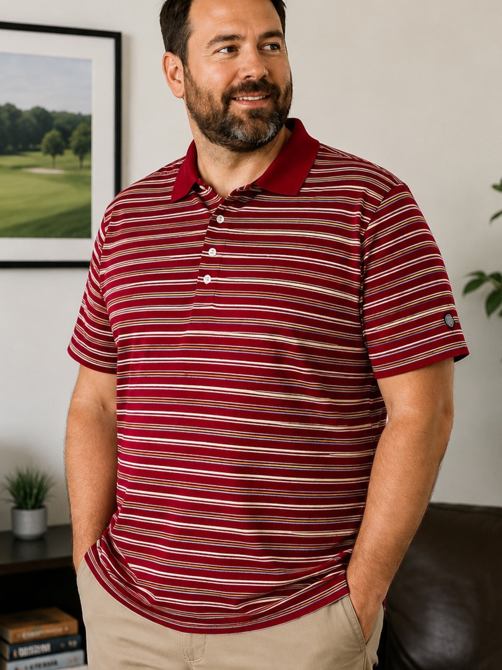 Brooks Brothers Country Club Red Striped Polo XXL Cotton Golf
